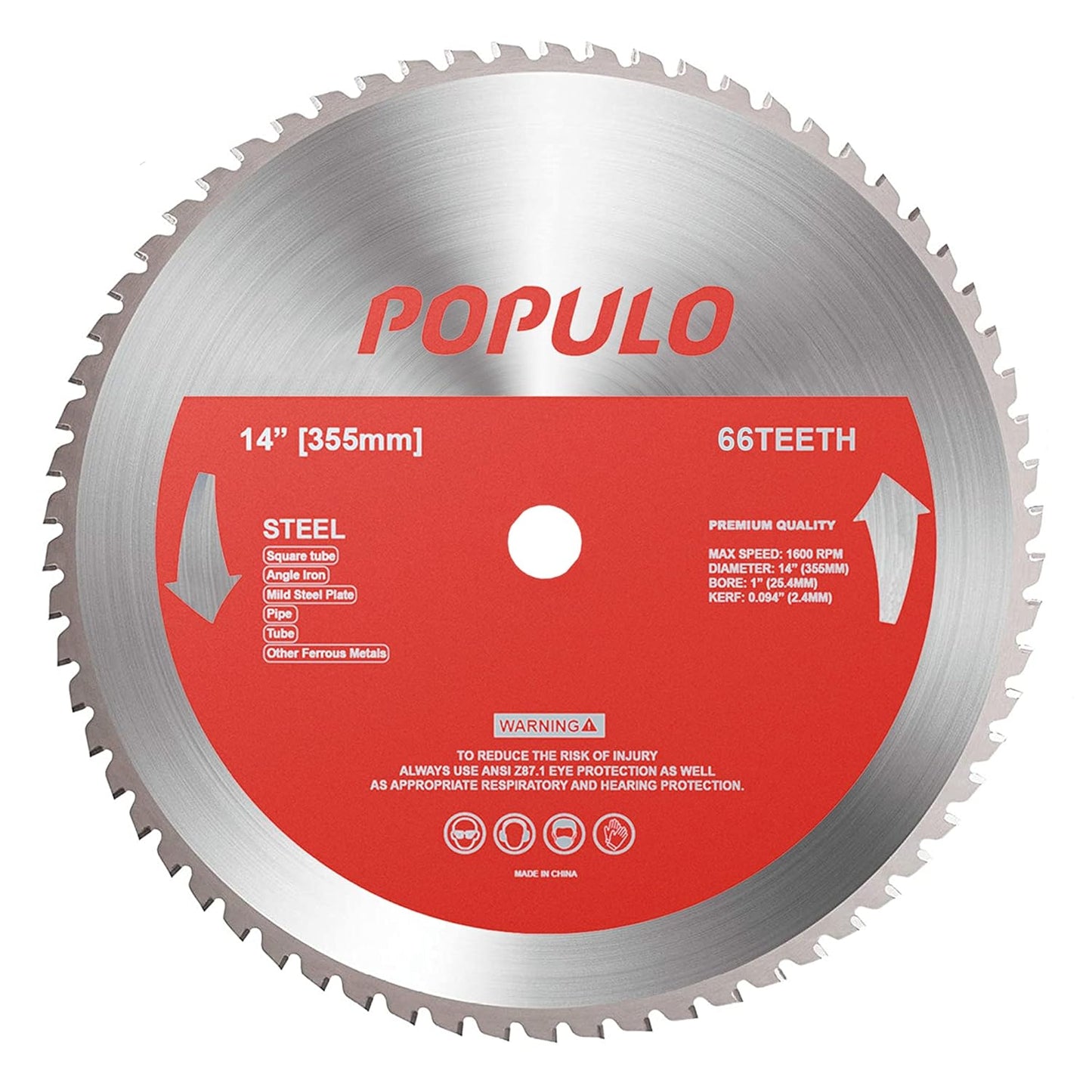 14-Inch 66 Teeth Dry Cut and Ferrous Metal Cement Saw Blade for Common to Most 14In and 15In Metal Cutting Saws on the Market