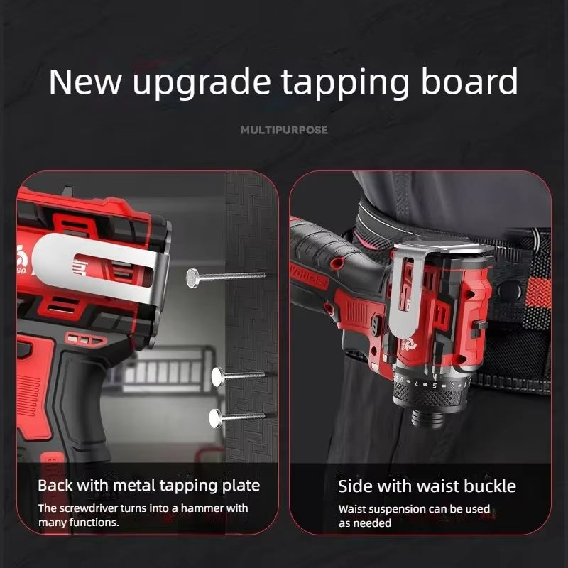 CHIGO Brushless Electric Drill Cordless Knockable Driller Driver 80N.M 18V Screwdriver Li-Ion Battery Electric Power Tools