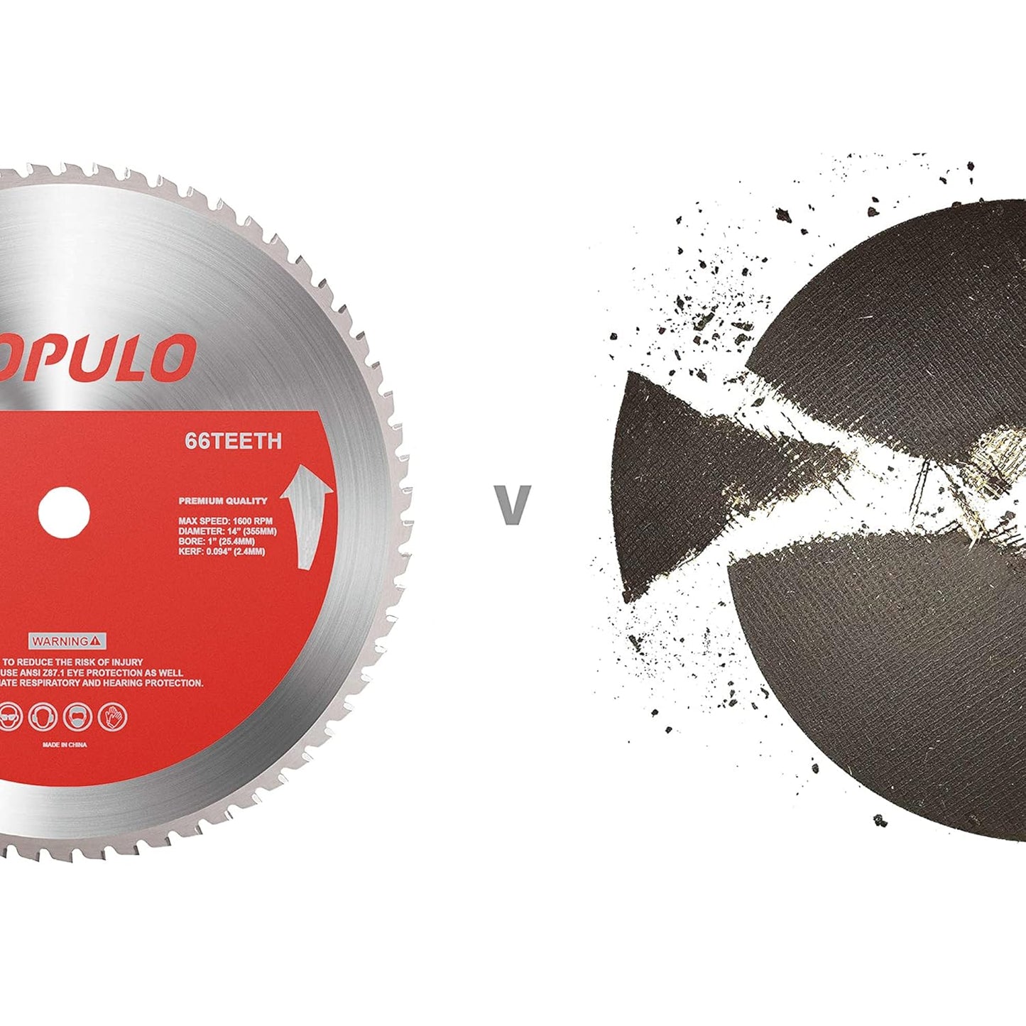 14-Inch 66 Teeth Dry Cut and Ferrous Metal Cement Saw Blade for Common to Most 14In and 15In Metal Cutting Saws on the Market