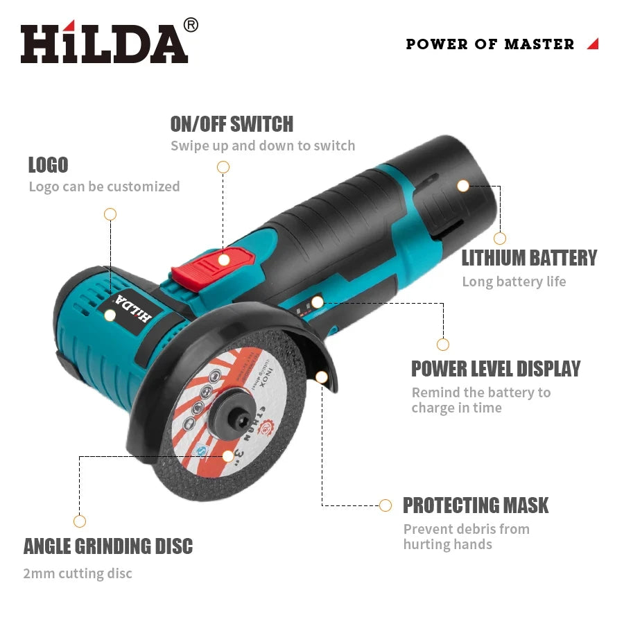 12V Mini Angle Grinder Rechargeable Grinding Tool Polishing Grinding Machine for Cutting Diamond Cordless Power Tools